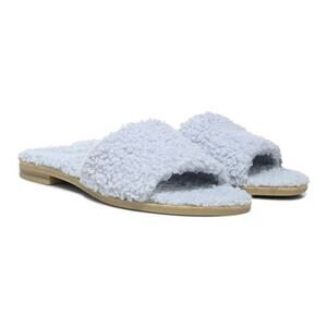 Vionic Demi Slide‎ Sandal Light Blue Shearling 7 Orthotic Arch Support